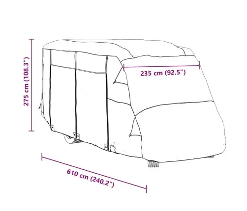 Dzīvojamo Māju Pārvalki, Pelēki, 610X235X275 Cm, Neausts Audums Vidaxl