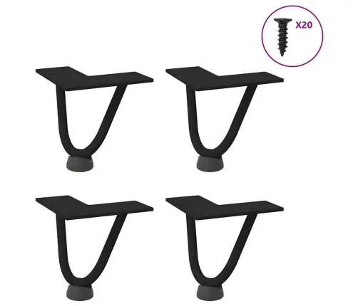 Kafijas Galdiņa Matadatas Kājas, 4 Gab., Melnas, 10 Cm, Masīvs Tērauds Vidaxl