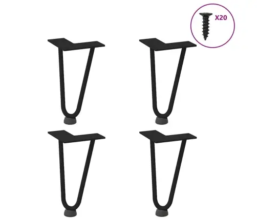 Kafijas Galdiņa Matadatas Kājas, 4 Gab., Melnas, 20 Cm, Masīvs Tērauds Vidaxl