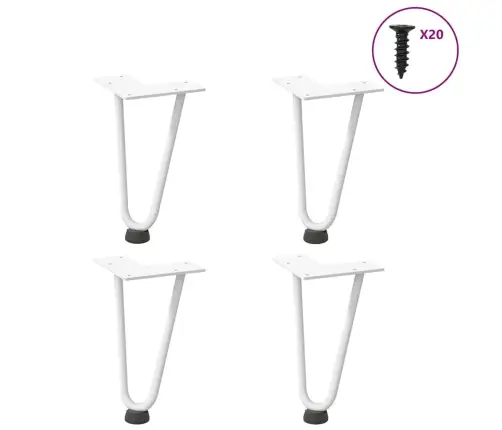 Kafijas Galdiņa Matadatas Kājas, 4 Gab., Baltas, 20 Cm, Masīvs Tērauds Vidaxl