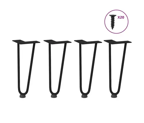 Kafijas Galdiņa Matadatas Kājas, 4 Gab., Melnas, 30 Cm, Masīvs Tērauds Vidaxl