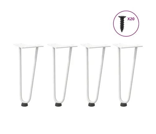Kafijas Galdiņa Matadatas Kājas, 4 Gab., Baltas, 30 Cm, Masīvs Tērauds Vidaxl