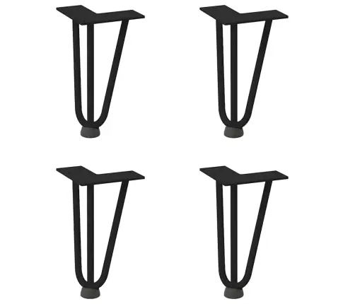 Kafijas Galdiņa Matadatas Kājas, 4 Gab., Melnas, 20 Cm, Masīvs Tērauds Vidaxl