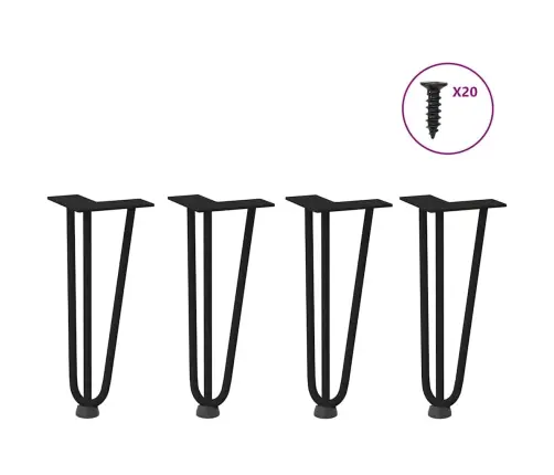 Kafijas Galdiņa Matadatas Kājas, 4 Gab., Melnas, 30 Cm, Masīvs Tērauds Vidaxl