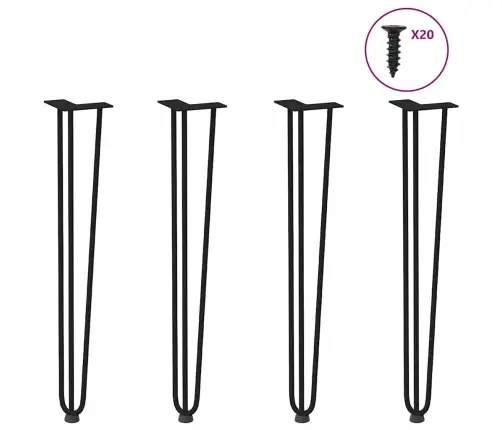 Segtukų Formos Kojelės Konsoliniams Staliukams, 4 Vnt., Juodos, 72 cm Masyvus Plienas