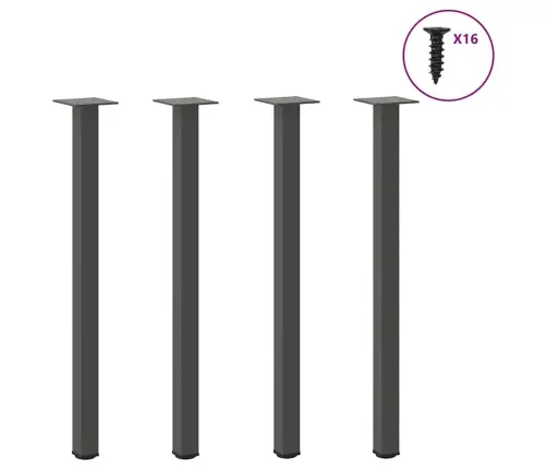 Konsoles Galda Kājas, 4 Gab., Antracīta Krāsa, 72-74 Cm, Tērauds Vidaxl
