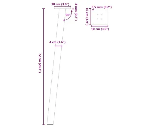 Konsoollaua Jalad 4 Tk, Antratsiithall, 72 cm Teras