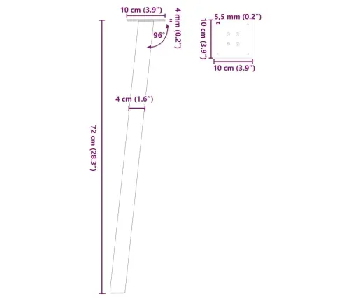 Konsoollaua Jalad 4 Tk, Naturaalne Teras, 72 cm Teras
