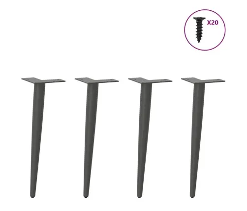 Kafijas Galdiņa Kājas, 4 Gab., Koniskas Formas, Antracīta Krāsa, 30-31 Cm, Tērauds Vidaxl