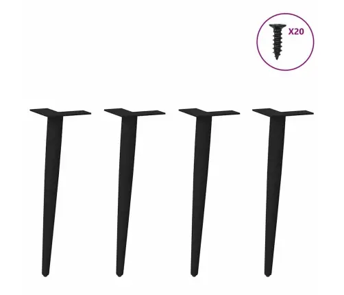 Kohvilaua Jalad, Koonusekujulised, 4 Tk, Mustad, 42–43 cm Terasest