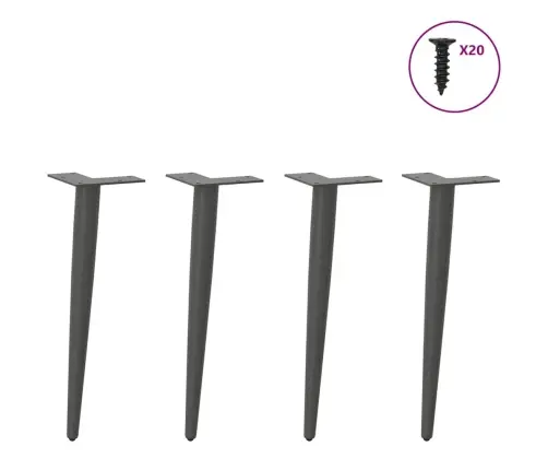 Kafijas Galdiņa Kājas, 4 Gab., Koniskas Formas, Antracīta Krāsa, 42-43 Cm, Tērauds Vidaxl
