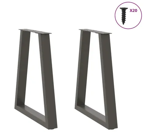 Ēdamgalda Kājas, 2 Gab., V-Veida, Antracīta Krāsā, 60X(72-73,3) Cm, Tērauds Vidaxl