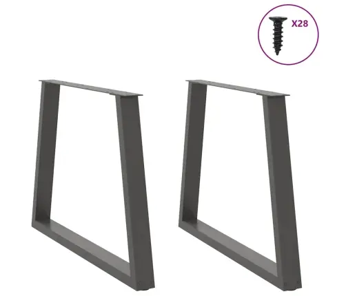 Ēdamgalda Kājas, 2 Gab., V-Veida, Antracīta Krāsā, 90X(72-73,3) Cm, Tērauds Vidaxl
