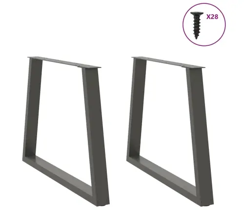Ēdamgalda Kājas, 2 Gab., V-Veida, Antracīta Krāsā, 100X(72-73,3) Cm, Tērauds Vidaxl