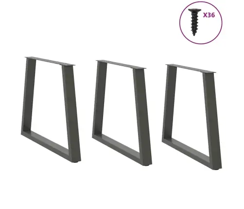 Valgomojo Stalo Kojos, V Formos, 3 Vnt., Antracito Spalvos, 70X(72-73,3) cm Plienas