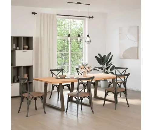 Ēdamgalda Kājas, 3 Gab., V-Veida, Dabīgs Tērauds, 90X(72-73,3) Cm Vidaxl