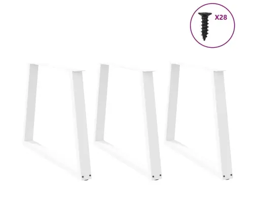 Ēdamgalda Kājas, 3 Gab., V-Veida, Baltas, 100X(72-73,3) Cm, Tērauds Vidaxl