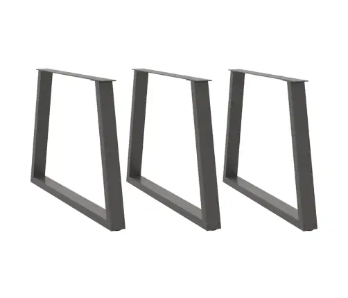 Valgomojo Stalo Kojos, V Formos, 3 Vnt., Antracito Spalvos, 100X(72-73,3) cm Plienas