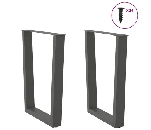 Valgomojo Stalo Kojos, V Formos, 2 Vnt., Antracito Spalvos, 70X(72-73,3) cm Plienas