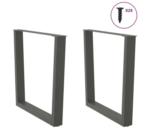 Ēdamgalda Kājas, 2 Gab., V-Veida, Antracīta Krāsā, 80X(72-73,3) Cm, Tērauds Vidaxl