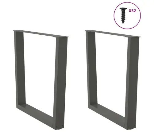 Valgomojo Stalo Kojos, V Formos, 2 Vnt., Antracito Spalvos, 90X(72-73,3) cm Plienas