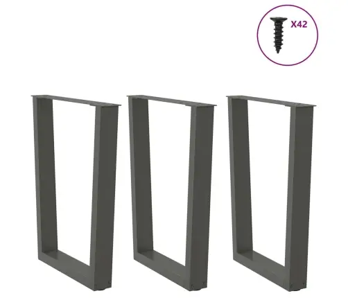 Valgomojo Stalo Kojos, V Formos, 3 Vnt., Antracito Spalvos, 70X(72-73,3) cm Plienas