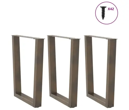 Ēdamgalda Kājas, 3 Gab., V-Veida, Dabīgs Tērauds, 70X(72-73,3) Cm Vidaxl