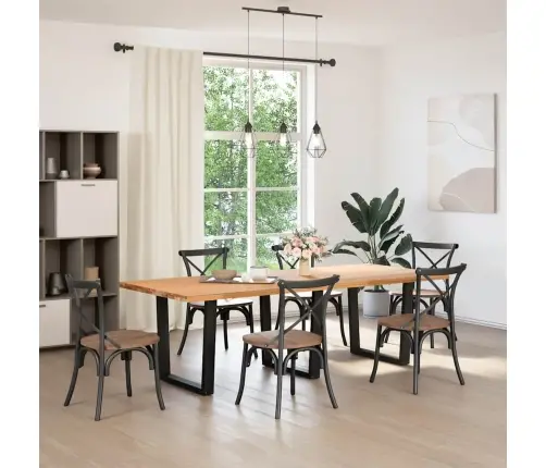 Valgomojo Stalo Kojos, 3 Vnt., Juodos, 90X(72-73,3) cm Plienas, V Formos