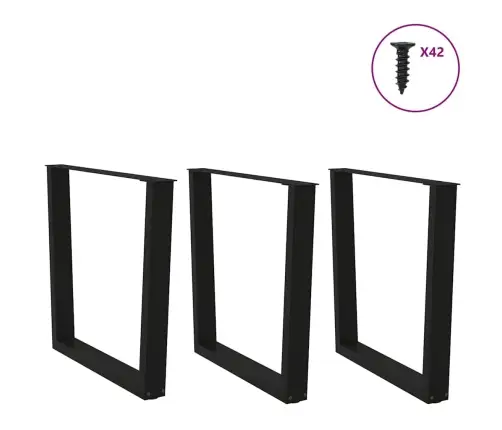 Valgomojo Stalo Kojos, 3 Vnt., Juodos, 90X(72-73,3) cm Plienas, V Formos