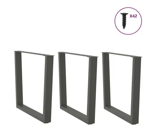 Ēdamgalda Kājas, 3 Gab., V-Veida, Antracīta Krāsā, 90X(72-73,3) Cm, Tērauds Vidaxl