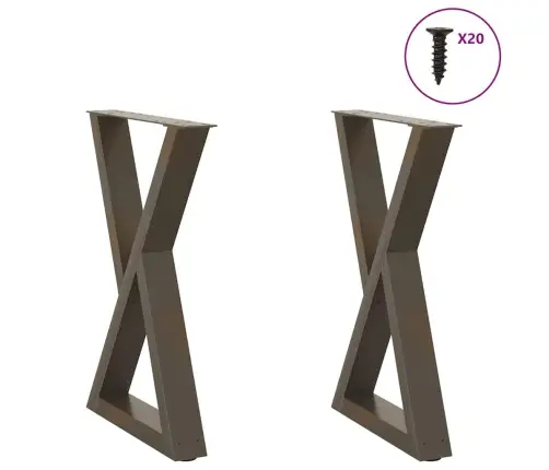 Ēdamgalda Kājas, 2 Gab., Dabīgs Tērauds, 50X(72-73,3) Cm, Tērauds Vidaxl