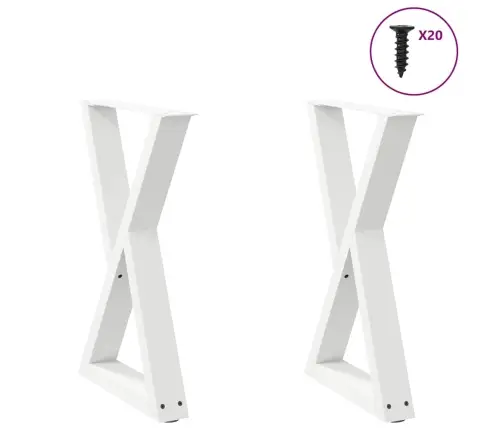 Ēdamgalda Kājas, 2 Gab., Baltas, 60X(72-73,3) Cm, Tērauds Vidaxl