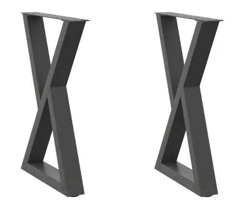 Ēdamgalda Kājas, 2 Gab., Antracīta Krāsa, 60X(72-73,3) Cm, Tērauds Vidaxl