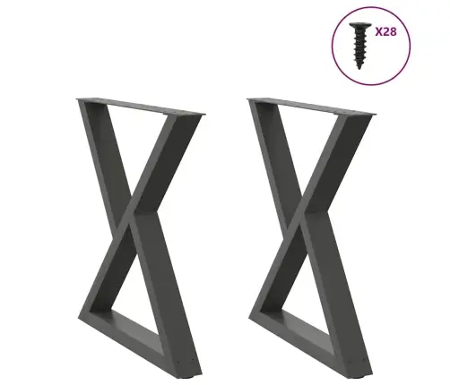 Ēdamgalda Kājas, 2 Gab., Antracīta Krāsa, 70X(72-73,3) Cm, Tērauds Vidaxl