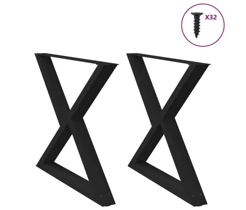 Ēdamgalda Kājas, 2 Gab., Melnas, 90X(72-73,3) Cm, Tērauds Vidaxl