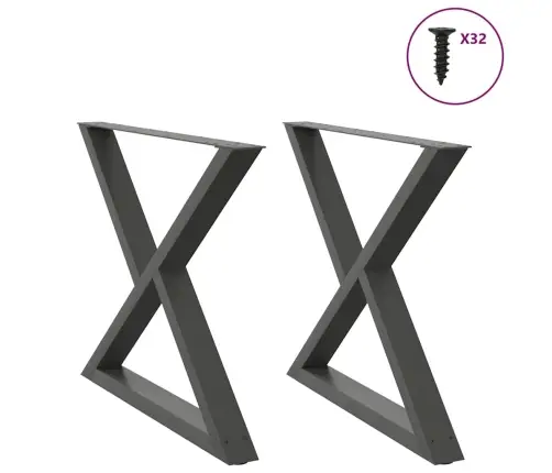 Ēdamgalda Kājas, 2 Gab., Antracīta Krāsa, 90X(72-73,3) Cm, Tērauds Vidaxl