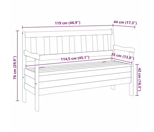 Lauko Suolas Ruda 119 X 76 X 44Cm Pušies Masyvas