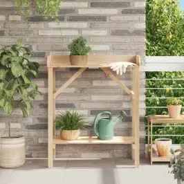 Augu Stendi Ar Plauktu Brūna 75 X 40 X 90 Cm Cieta Priedes Koks Vidaxl