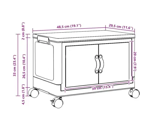 Sakraujami Glabāšanas Kaste Ar Riteņiem, 28 L, 48,5X29,5X33 Cm Vidaxl