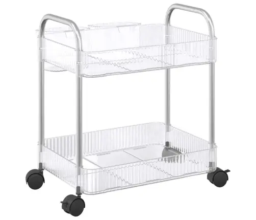 Uzglabāšanas Ratiņi 2 Līmeņu Caurspīdīgi 37X28X43,5 Cm Akrils Vidaxl