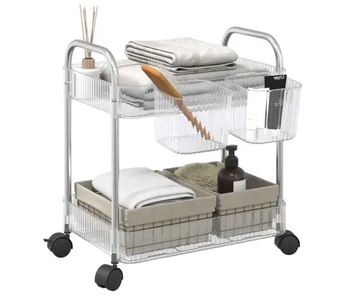 Uzglabāšanas Ratiņi 2 Līmeņu Caurspīdīgi 37X28X43,5 Cm Akrils Vidaxl