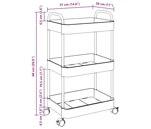 Hoiukäru 3-Korruseline Läbipaistev 37X28X68 Cm Akrüül