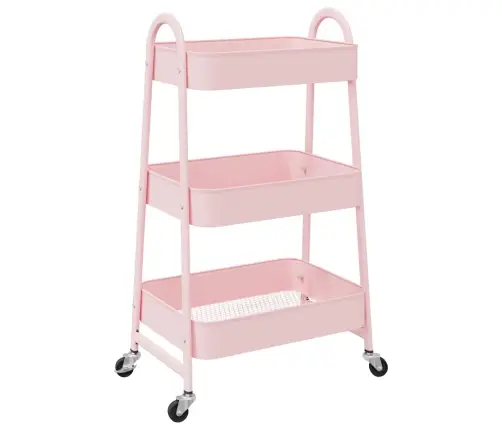 Glabāšanas Ratiņi 3 Līmeņu Rozā 42X41,5X77 Cm Tērauds Vidaxl