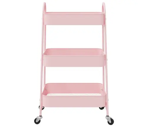 Glabāšanas Ratiņi 3 Līmeņu Rozā 42X41,5X77 Cm Tērauds Vidaxl