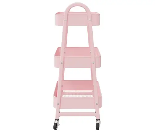 Glabāšanas Ratiņi 3 Līmeņu Rozā 42X41,5X77 Cm Tērauds Vidaxl