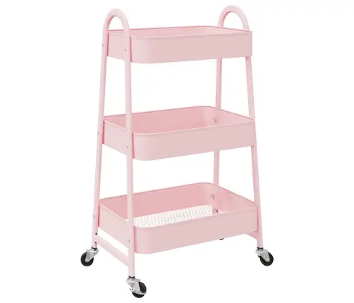 Glabāšanas Ratiņi 3 Līmeņu Rozā 42X41,5X77 Cm Tērauds Vidaxl