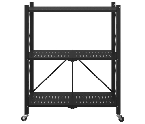 Uzglabāšanas Plaukts Uz Riteņiem Melns 71X34X88 Cm Tērauds Vidaxl