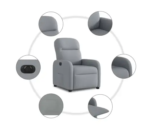 Elektrisks Atpūtas Krēsls, Atgāžams, Gaiši Pelēks Audums Vidaxl