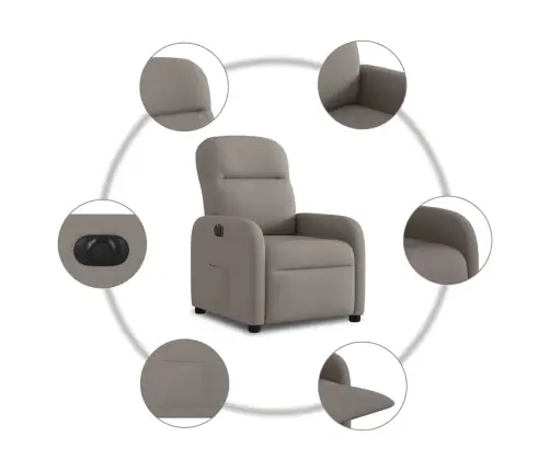 Elektrisks Atpūtas Krēsls, Atgāžams, Pelēkbrūns Audums Vidaxl