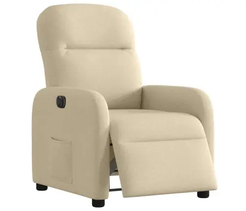 Elektrisks Atpūtas Krēsls, Atgāžams, Krēmkrāsas Audums Vidaxl